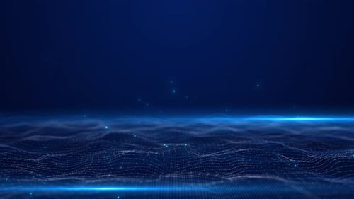 Digital Matrix Technology Cyberspace Data Flow Blue Digital Glowing Grid Clean Business Corporate