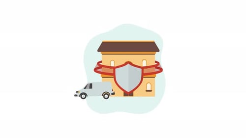 Flat Design Animation of Protected Home Delivery Service
