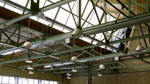 Industrial lighting in a warehouse.