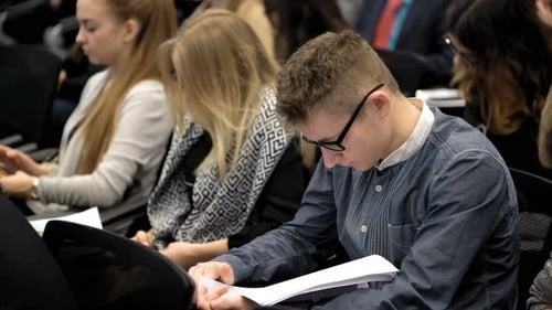 Moscow Russia - December 2 2016: Students on Training for Marketing And