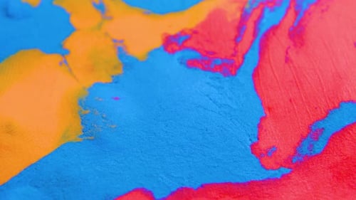 Mixing Colours Blue Red and Yellow Creating Pattern Pink Paint