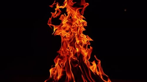 Intense Close Up of Fiery Orange Flames