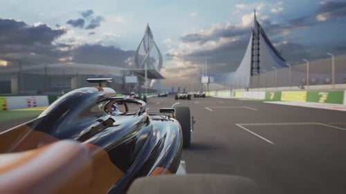 Dynamic Race Car Driving on a Futuristic Racing Track