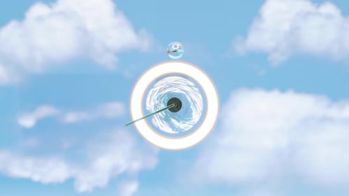 3D Rendering of Dynamic Lever Hitting Ball Against Cloudy Sky