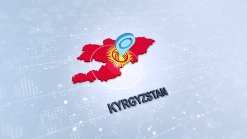 Animated Kyrgyzstan Map with Location Pin and Flag
