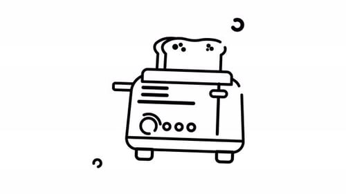 Minimalist Toaster with Popping Bread Line Art Animation