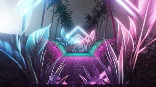 Retro Wave Background with Neon Gradients and a Dark Starry Sky