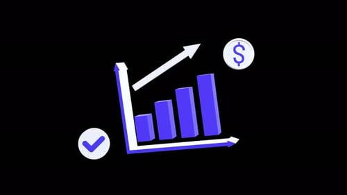 Looping Animated Bar Chart Depicting Business Growth and Financial Trends With Alpha Channel.