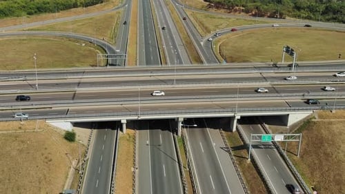 Aerial View of Road Interchange or Highway Intersection