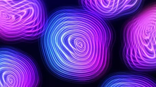Abstract background with bright neon transforming lines and circles. animated topographic