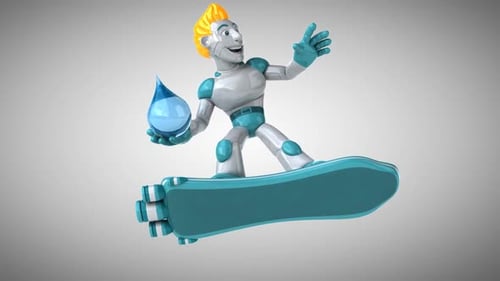 Robot surfing - 3D Animation