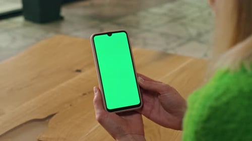 Woman Hands Holding Green Screen Phone