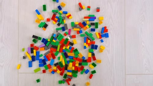 Overhead Shot of Colorful Plastic Building Bricks