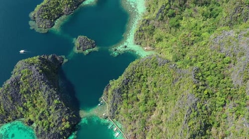 Aerial view of the lagoons of Coron Island