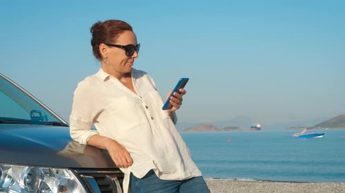 Happy Camp Lady Tourist with Phone