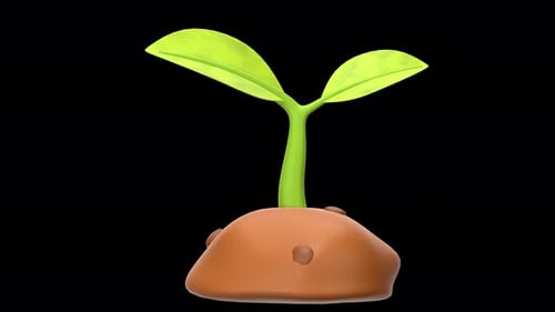 plant 3D Animation, Alpha Channel, Transparent Background