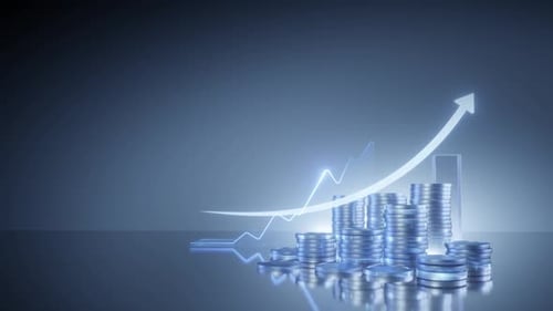 Digital Financial Growth Animation With Coins, Arrow, and Graphs