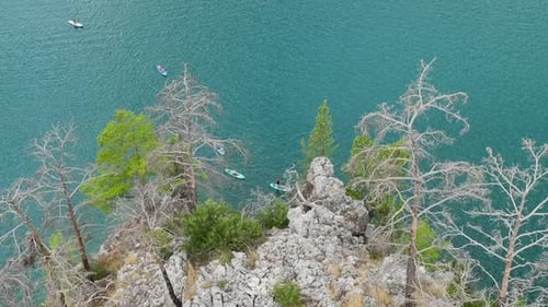 Aerial View Paddleboarding Through Turkey s Canyon Group Exploring and Relaxing