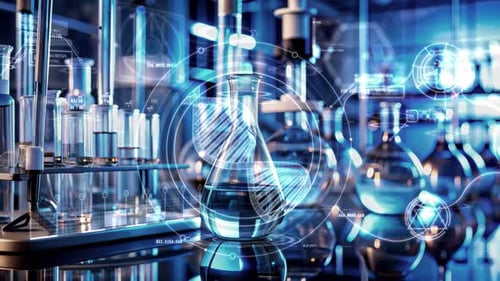 Digital Data Overlay in a Futuristic Science Laboratory