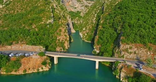 Aerial View of Gorges Du Verdon and Galetas Bridge Magnificent Nature Aerial Journey Above Verdon