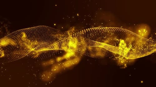 HD 3D animation. Abstract digital particles wave, Digital data network connections technology