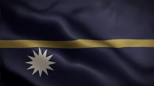Offizielle Flagge von Nauru, die in Zeitlupe im Wind weht