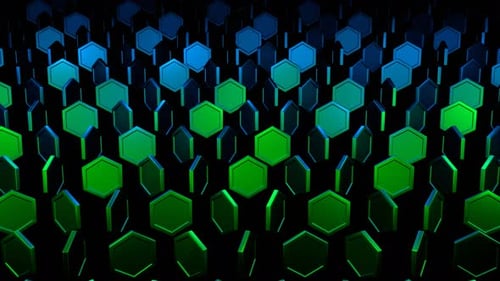 Blue And Green Abstract Hexagons Rotation Background Vj Loop In 4K