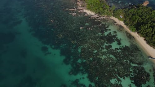 Aerial View of Turquoise Shoreline near Nusa Penida, Bali