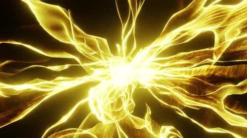 Yellow veil fluttering or energy with plasma prominences abstractly pulsing 3d render. Vj Loop