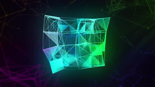 Abstract Geometric Glowing Cube Network Technology Background Loop