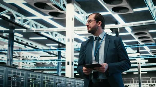 Aktualisierung der Systeme, Tablet- und Softwareentwickler im Rechenzentrum