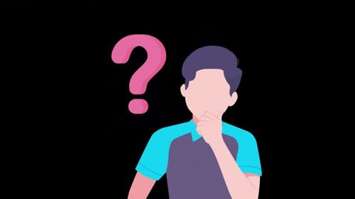 Flat Design Animated Thinking Person with Question Mark