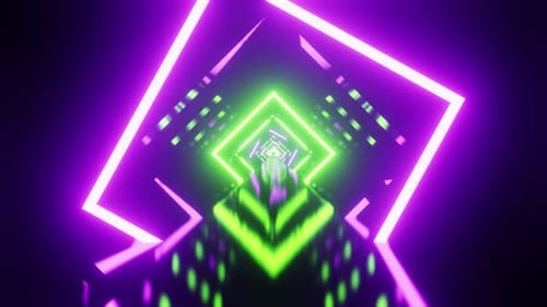 Túnel de ciencia ficción verde con fondo morado Vj Seamless Loop