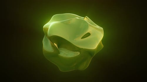 Green energy magic sphere round high-tech digital iridescent morphing ball of liquid metal