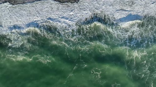 Beautiful Texture of Big Power Blue Ocean Waves with White Wash