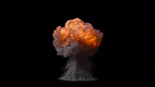 Realistic Large Explosion with Rising Mushroom Cloud