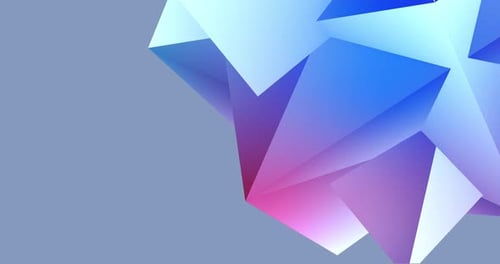 Abstract background in loop, crystal and low poly animation in vibrant bright colors.