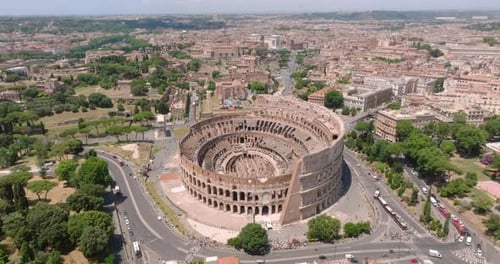Aerial View of the Colosseum, Rome, Italy