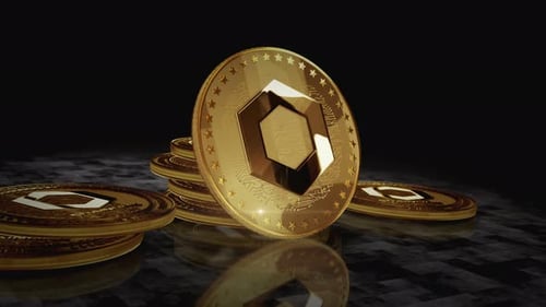Boucle de pièces dorées à cryptomonnaie Uniswap Uni sur écran numérique