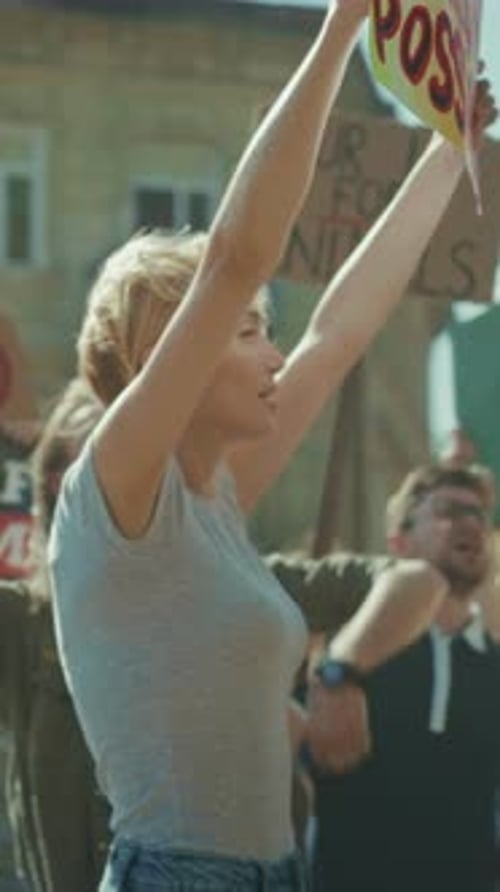 Group of People at a Protest in the City