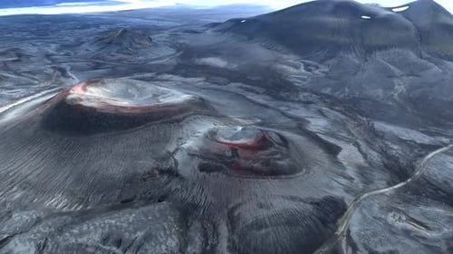 Aerial view of mountains in Rangarbing ytra, Iceland.