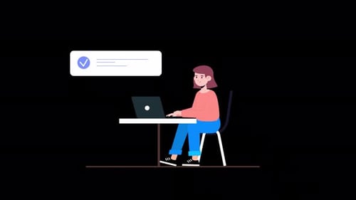 Young Girl Working On Office With Taskings Alpha Channel 4K