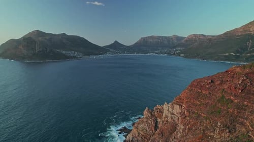 Chapman's Peak By The Hout Bay During Sunset In Cape Peninsula, Cape Town, South Africa. Aerial Dron