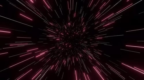 Abstract Hyperspace Light Speed Tunnel Background with Red and White Streaks in Seamless Loop.