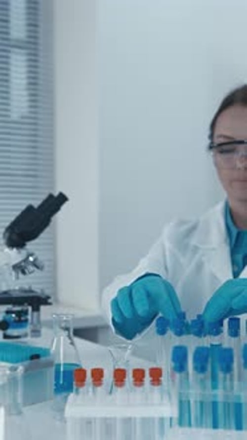Woman Scientist Analyzing Samples in a Laboratory