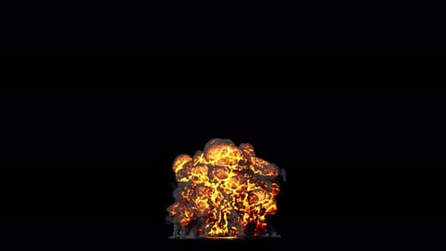 Large Explosion with trails front view on transparent background
