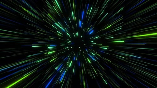 Multicolored speed lines flying particles loop background.