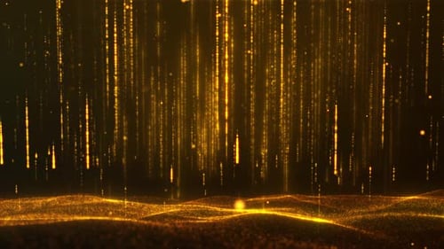 Golden Particle Light And Particle Wave Stage Background