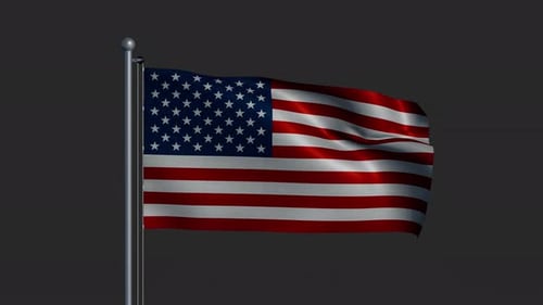 Animated Flag of the USA on a Flagpole Against a Transparent Background