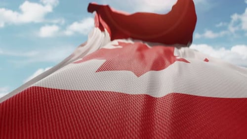 Realistic Canadian Flag Waving in the Wind